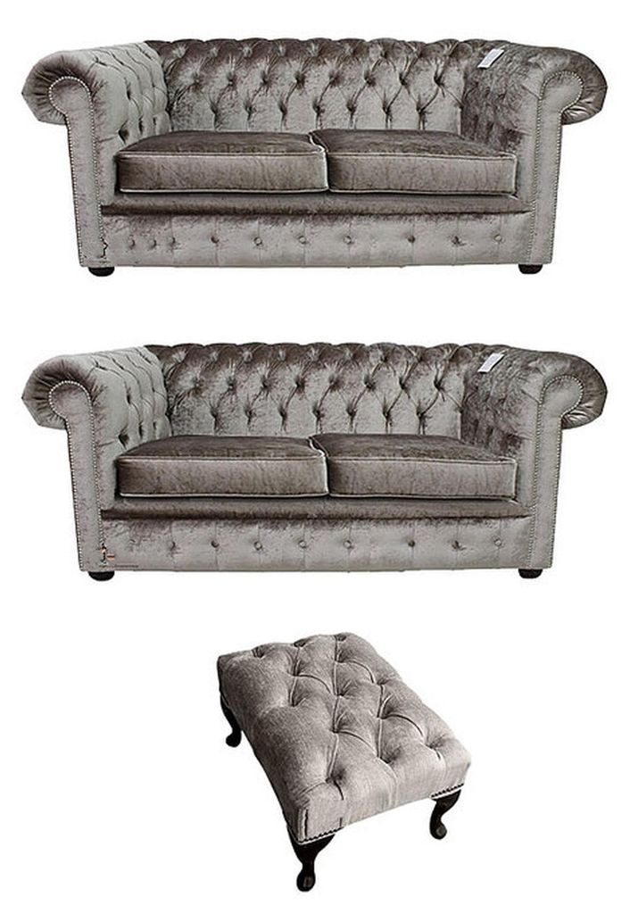 Chesterfield Sofagarnitur Set Polster Sitz Sofa Couch Garnitur 2+2 + Hocker Neu