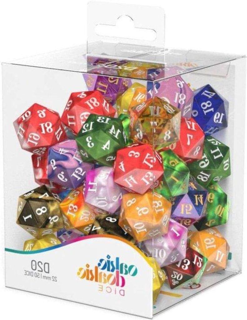 D20 Spindown Gemengde Dobbelstenen - 50 Stuks Assortiment - Levenspunt Teller