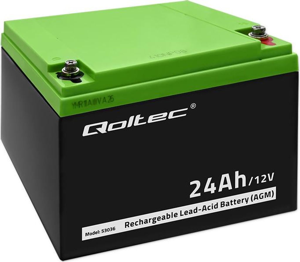 Qoltec AGM Batterie | 12V | 24Ah | Wartungsfrei | Effizient | LongLife | für USV, Roller