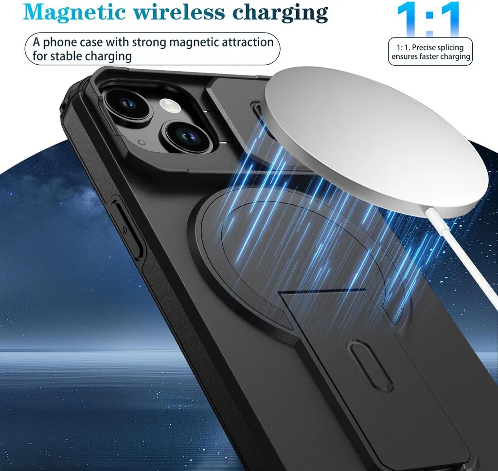 Custodia FNDMIL Per IPhone 14 Pro Con Magneti E Supporto Regolabile, Antiurto Militare, Verde Oliva