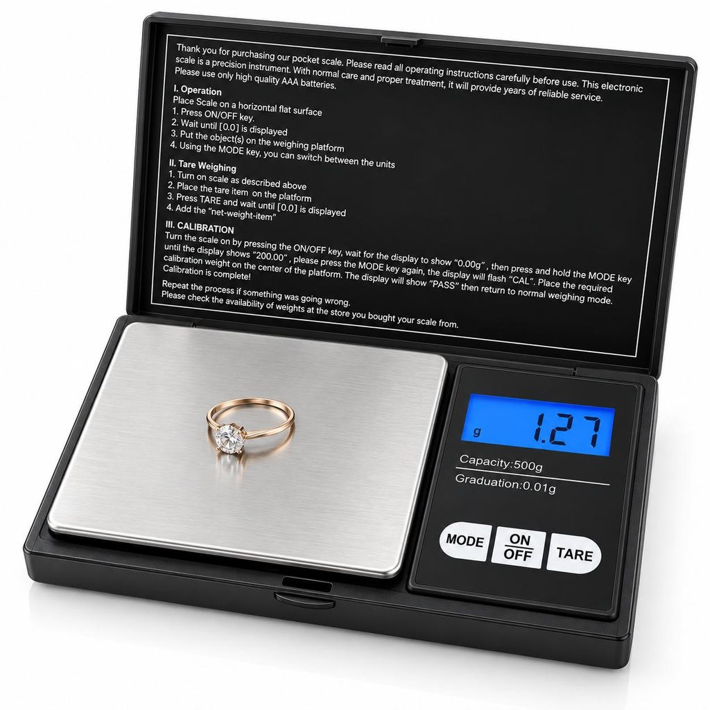 Digitale Grammwaage Küchenwaage 1g bis 1 Kg Waage 0.01 Produktbild  KI-generiertes Bild
