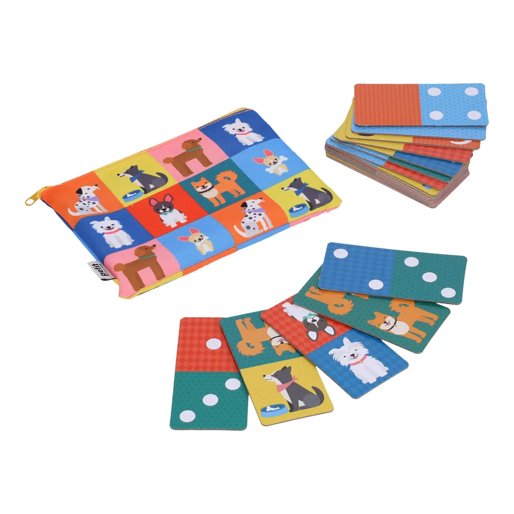 Petit Collage Domino 2en1 Chiens et Nombres - Jeu Éducatif en Carton