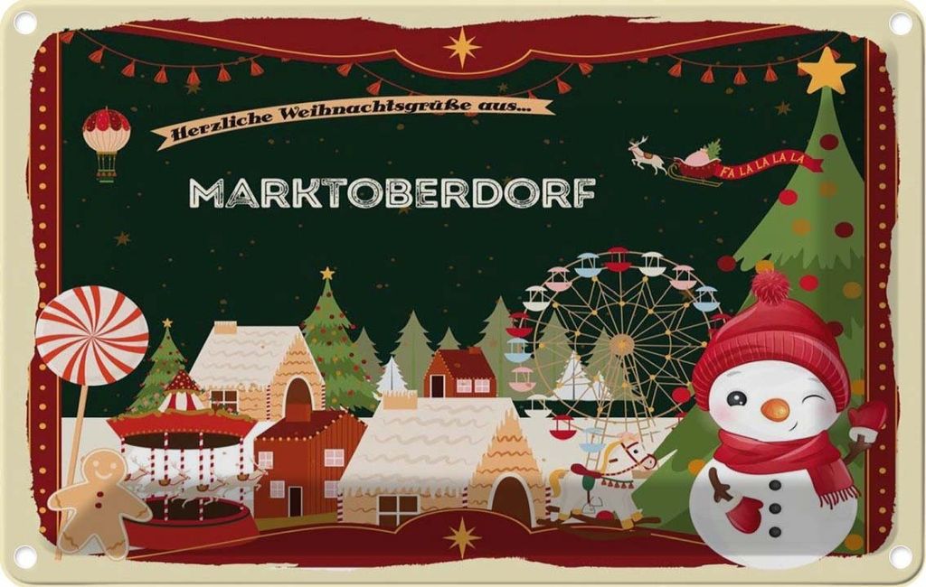 vianmo Blechschild 12x18 cm Weihnachten aus MARKTOBERDORF