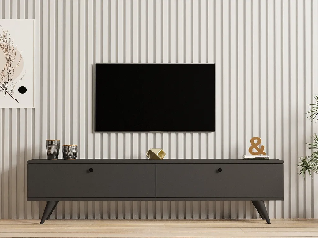 Meuble TV Bas Anthracite 160cm - Solution Rangement Multimédia Chic