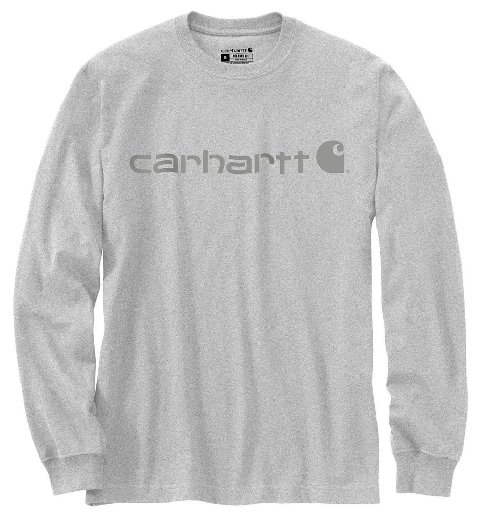 Carhartt 104107 Dearborn Relaxed LS Logo T-Shirt Heather Gray/Gray L