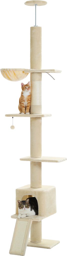 PAWZ Road Kratzbaum deckenhoch, Katzenbaum vom Boden bis zur Decke, Beige