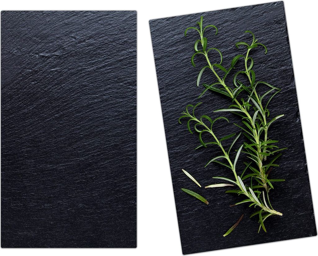 Spritzschutz Herdabdeckplatte Schneidebrett aus Glas Rosmarinzweige 2-Teilig (60x52cm)