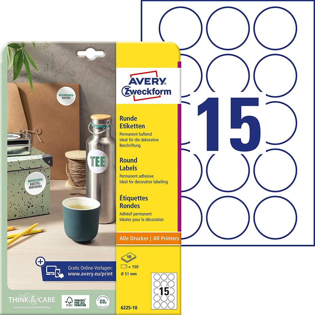AVERY Zweckform 6225-10 Étiquettes rondes (150 points de Image du produit 