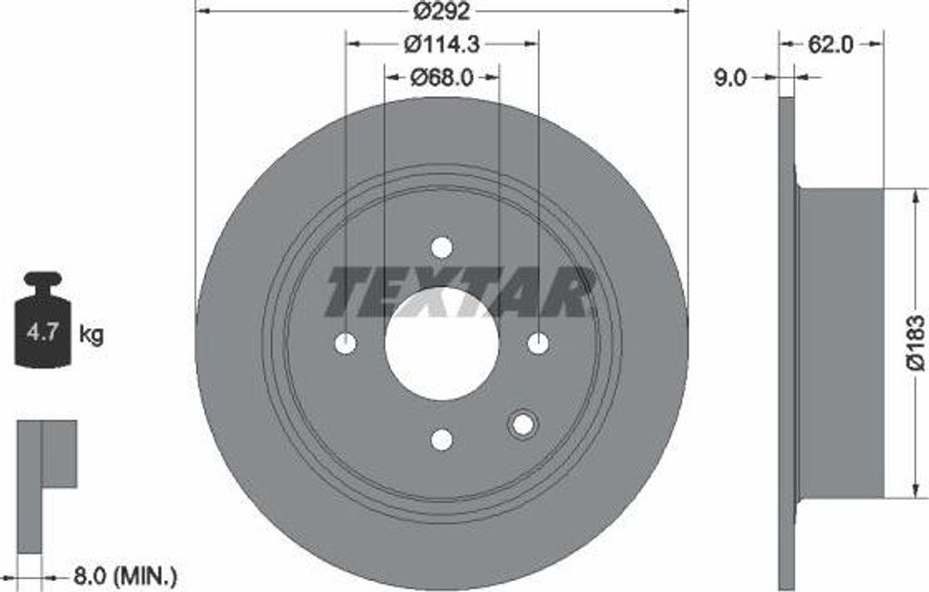 TEXTAR 92234303 Bremsscheibe OE 43206EW81B kompatibel mit Tiida, Cube