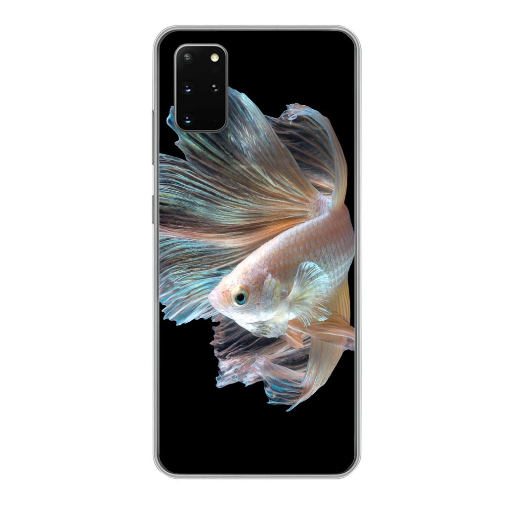 MuchoWow Handyhülle Schutzhülle Hülle für Samsung Galaxy S20 Plus Fisch - Schwanz - Schwarz Silikon Softcase Handy Hülle - Hartschale