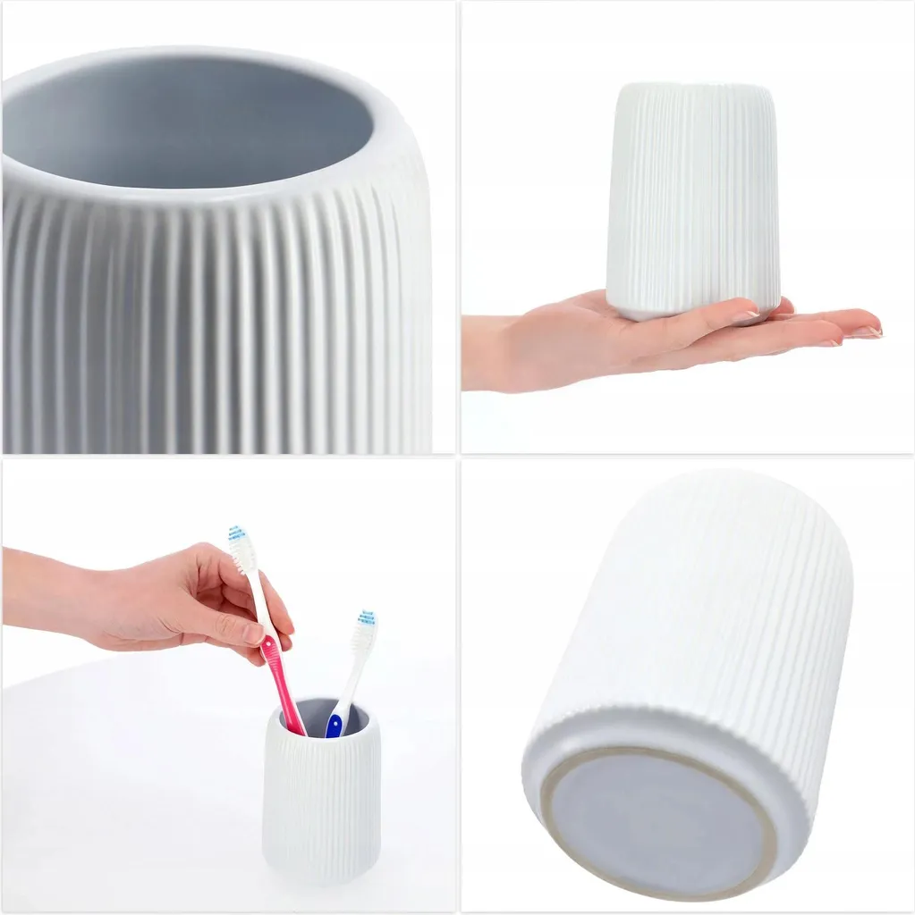 Gobelet à brosse à dents blanc : solution rangement céramique stable