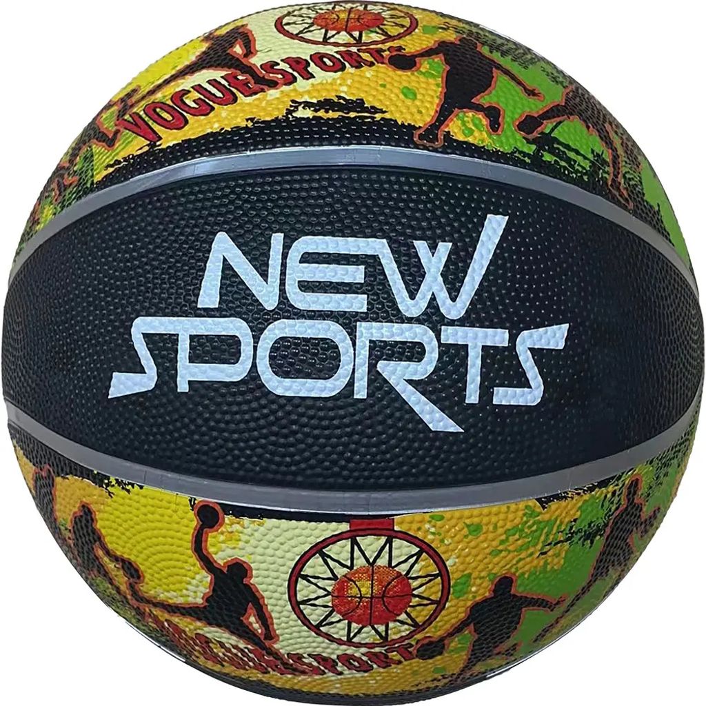 New Sports Basketball schwarz/bunt, Größe 7, unaufgblasen Produktbild 