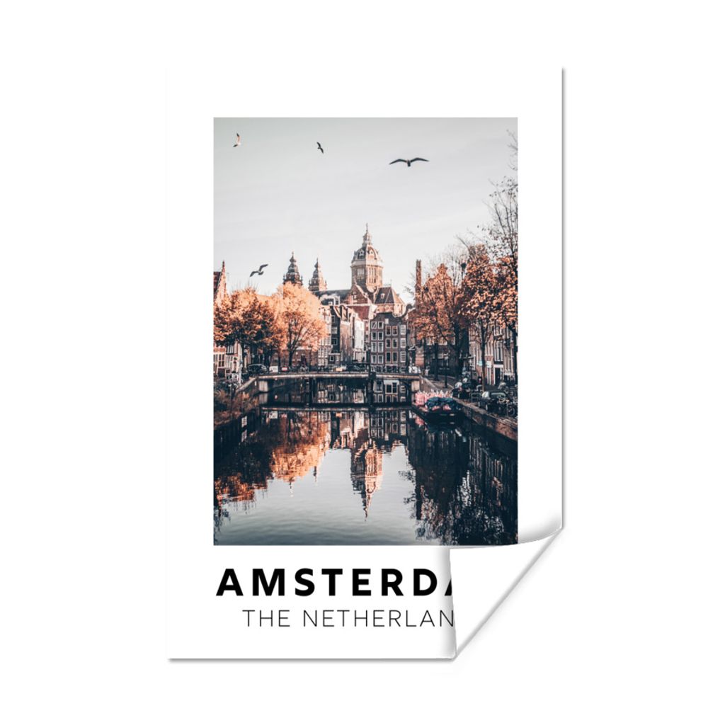 MuchoWow Poster Amsterdam - Niederlande - Architektur - Wasser 120x180 cm - Kunstposter