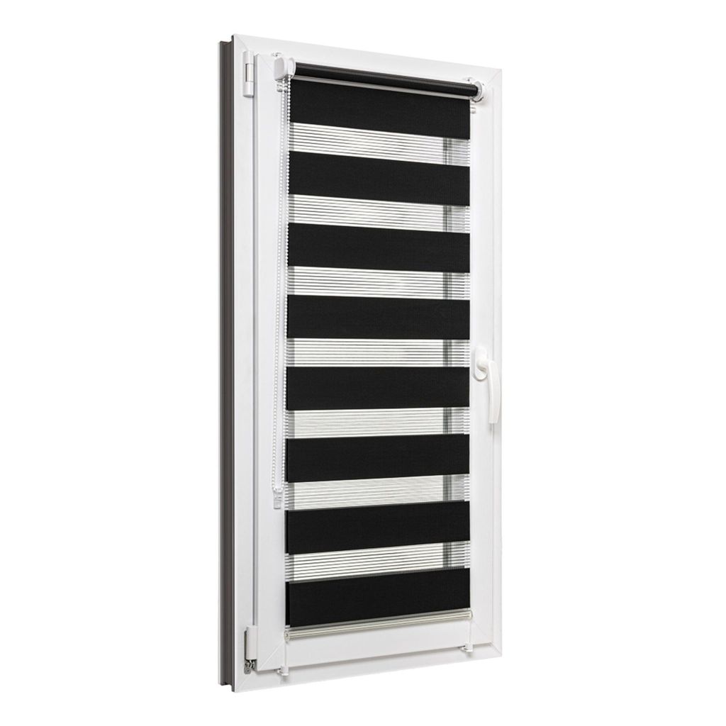 Podwójna roleta dzień i noc 55 x 150 cm, kolor czarny, Zdjęcie produktu 