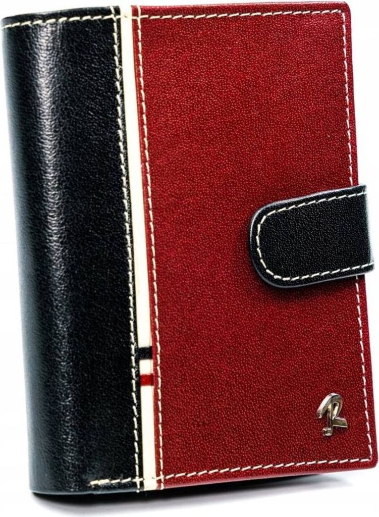 Rovicky | Vertikale Ledergeldbörse, für Herren, Schwarz, Rot, 9.5x12.5 cm