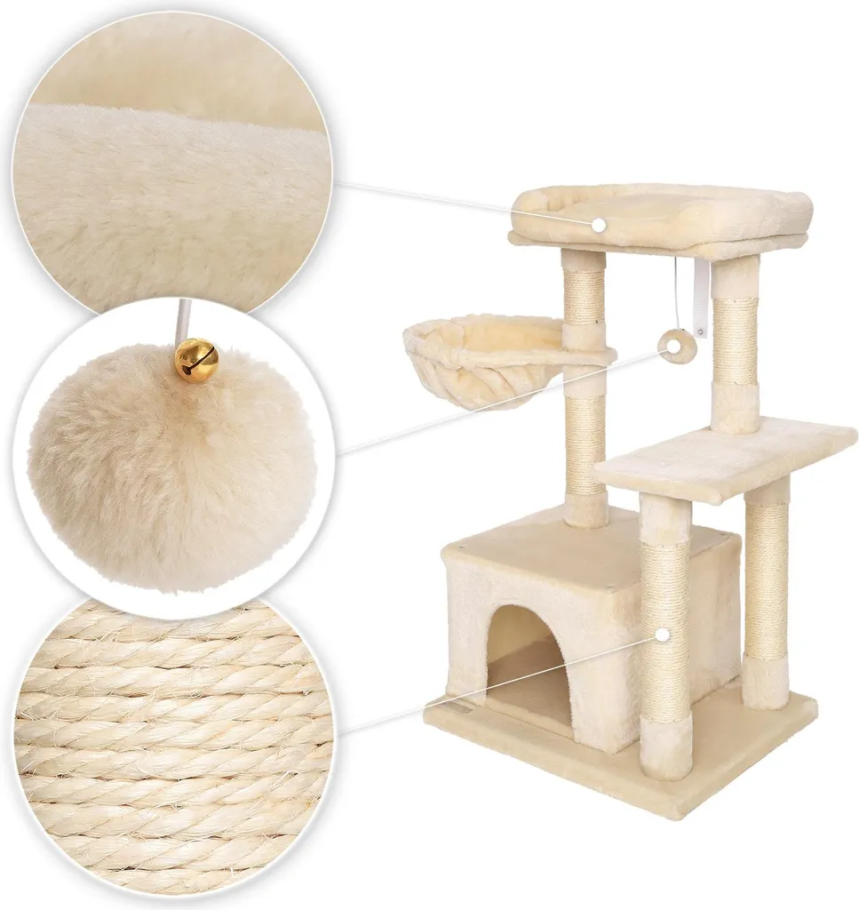 Arbre à chat compact 85 cm : la solution gain de place en sisal beige - 4