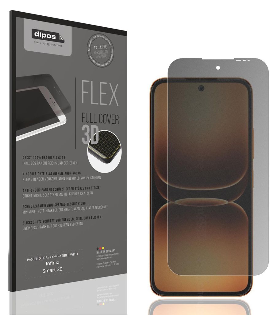 Full Cover Privacy Blickschutzfolie für Infinix Smart 20 Folie Anti-Shock