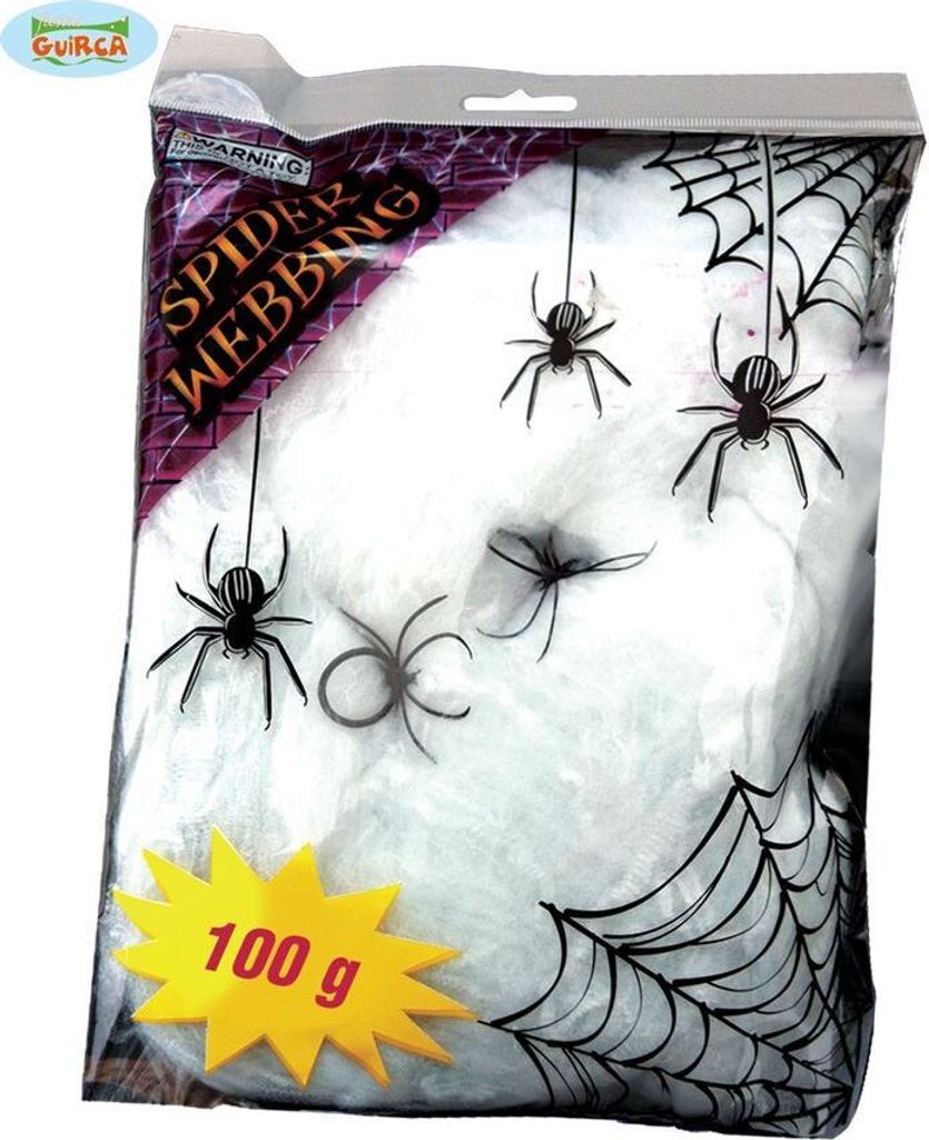 Bílá pavučina s 6 pavouky - HALLOWEEN - 100 g Obrázek produktu 