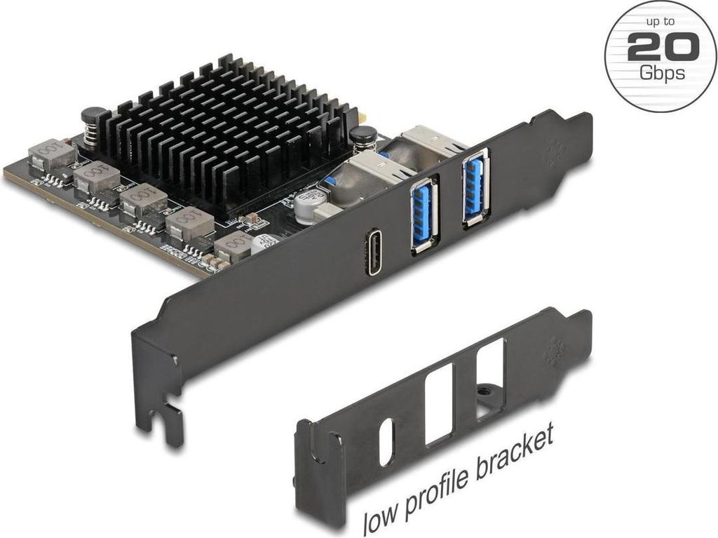 Delock PCI Express x4 Karte zu 1 x USB Type-C 20 Gbps+ 2 Typ-A 10 - Low Profile