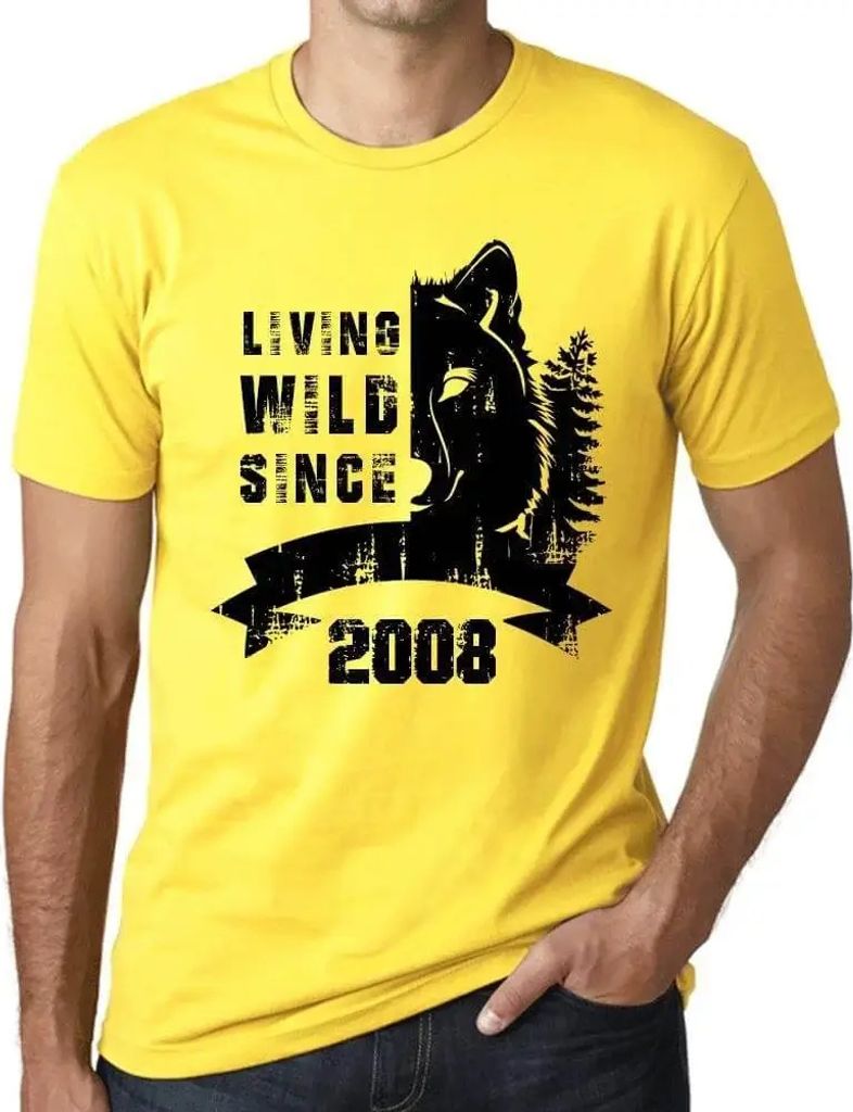 Herren Grafik T-Shirt Wildes Leben seit 2008 – Living Wild Since 2008 – Geschenk 16. Geburtstag Jahrestag 16 Jahre Jubiläum 16 Jährige Mann J...