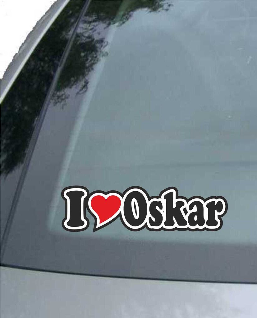 INDIGOS UG - Aufkleber / Autoaufkleber I Love Heart - Ich liebe mit Herz 15 cm - I LOVE Oskar - Auto LKW Truck - Sticker mit Namen vom Mann Frau Kind