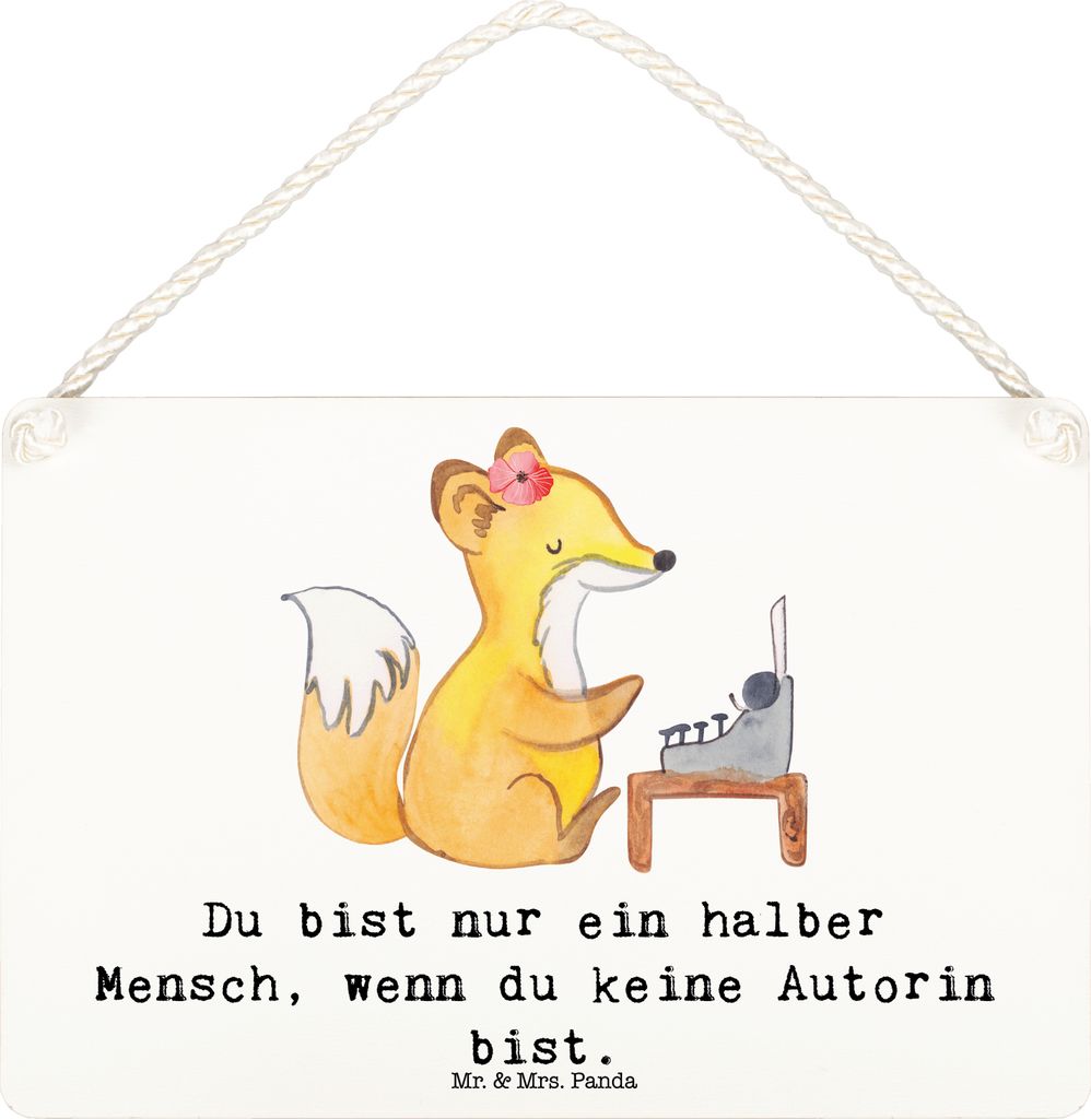 Mr. & Mrs. Panda Schild Autorin Herz DIN A6 - Weiß - Geschenk, Wandbild Holz, Lustig, Holzschild, Beruf, wandhänger, Buchhandlung, wandtafel, Spr...