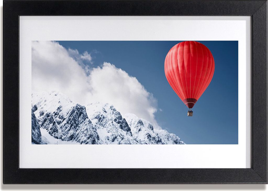 Bild 30x20 MDF-Rahmen Wandkunst Ballon-Peaks Winter-Berge