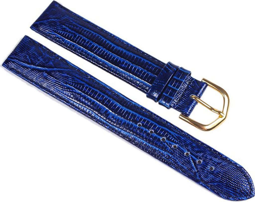 Minott Eidechs-Narbung Ersatzband Uhrenarmband Kalbsleder Band XL Blau 23582G, Stegbreite:16mm
