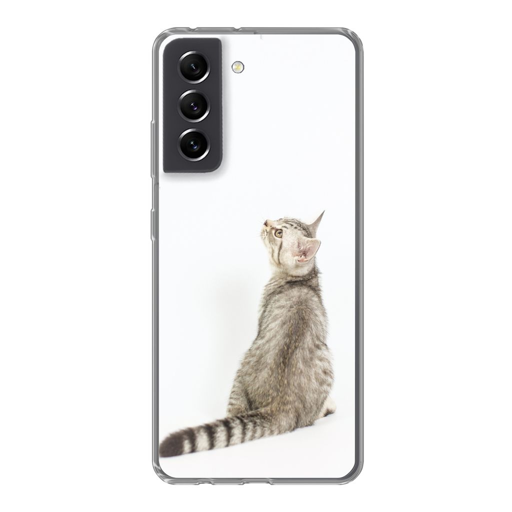 MuchoWow Handyhülle Schutzhülle Hülle für Samsung Galaxy S21 FE Katze - Haustiere - Fell Silikon Softcase Handy Hülle - Mobiltelefonhülle