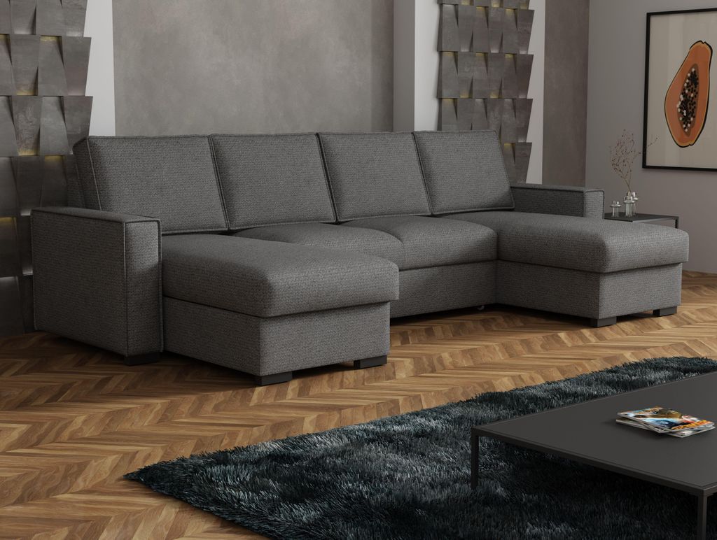 Chilly Marina Ecksofa U-Form 300x155 cm –Schlaffunktion 135x266 cm, 2 Bettkästen, universell montierbar - Egon 13