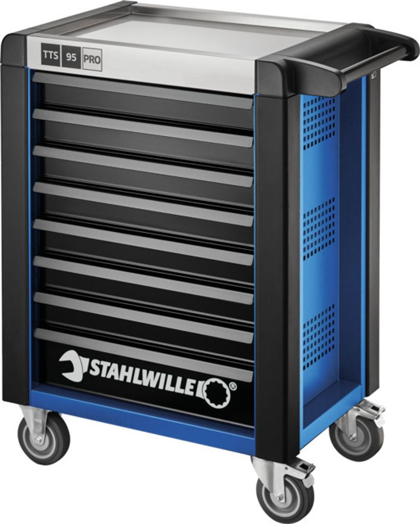 STAHLWILLE Werkstattwagen 95/8 PRO 8 Schubl. 496 x 827 x 1020 mm blau, RAL 270 30 35; schwarz, RAL 9005