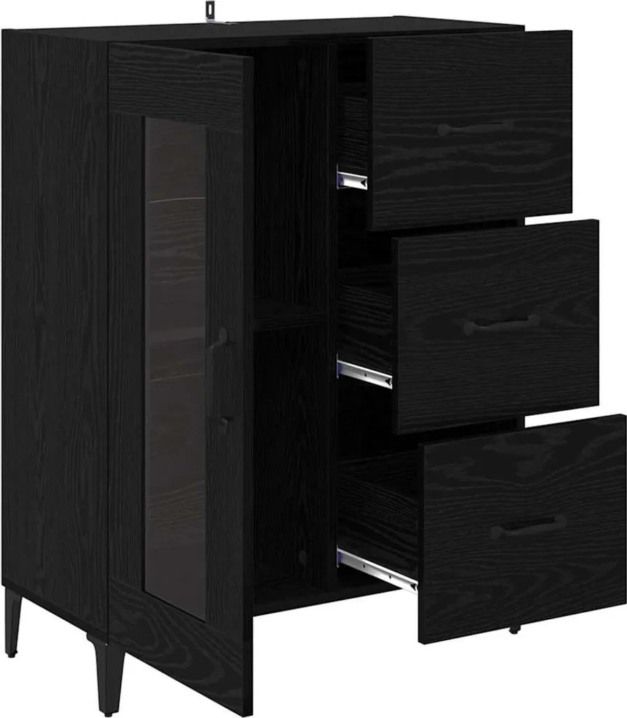 vidaXL Credenza Rovere Nero 69,5x34x90 cm | Mobiletto Salotto Robusto - 5
