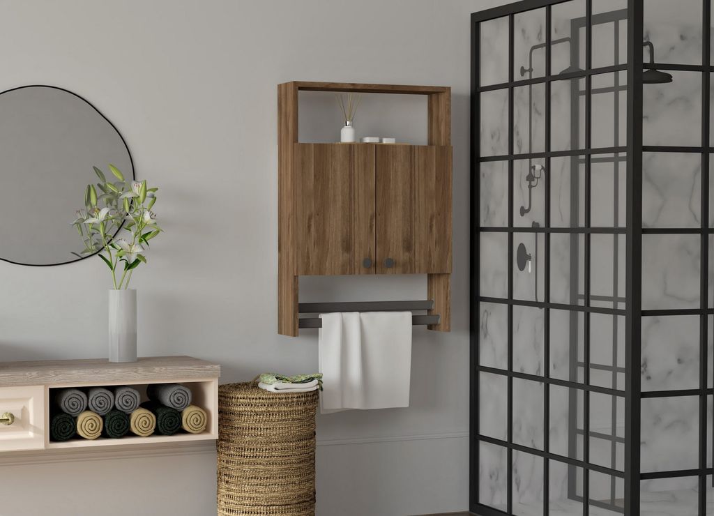 Skye Decor, Ela - Walnut, armoire de salle de bains, noyer, Image du produit 