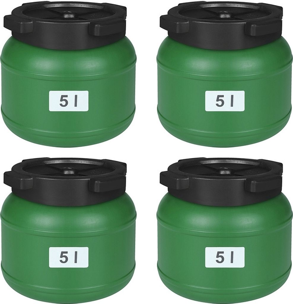 4 Stück Weithalsfass Futtertonne Fasssilage Regen Fass Gepäcktonne 5 Liter mit Deckel grün