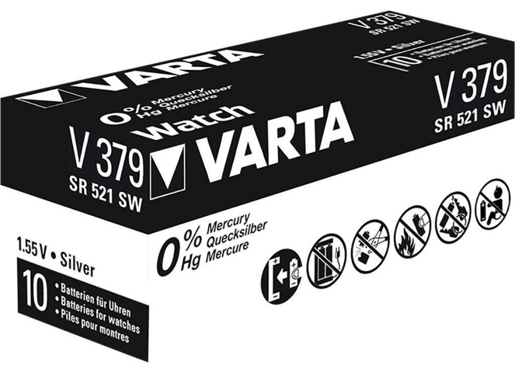 VARTA Silberoxid-Knopfzelle 379, Batterie, (10 Stück) Produktbild 