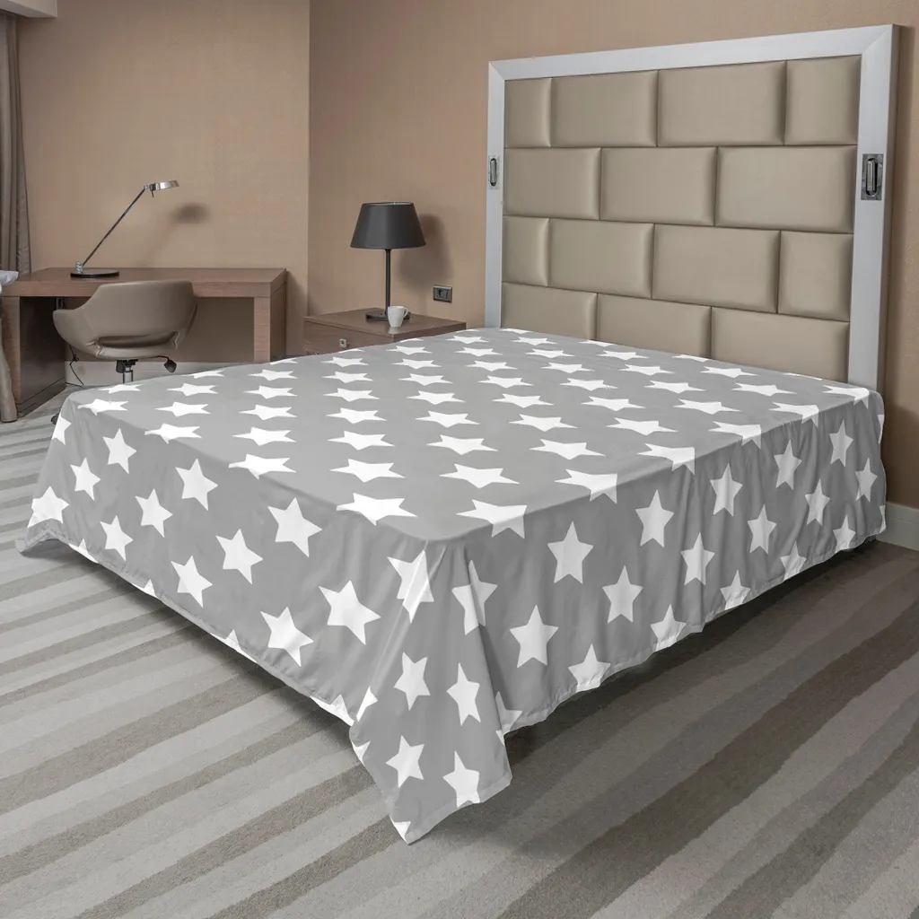 Lenzuolo Sopra ABAKUHAUS Stelle 266x260 cm - Bianco e Grigio Moderno