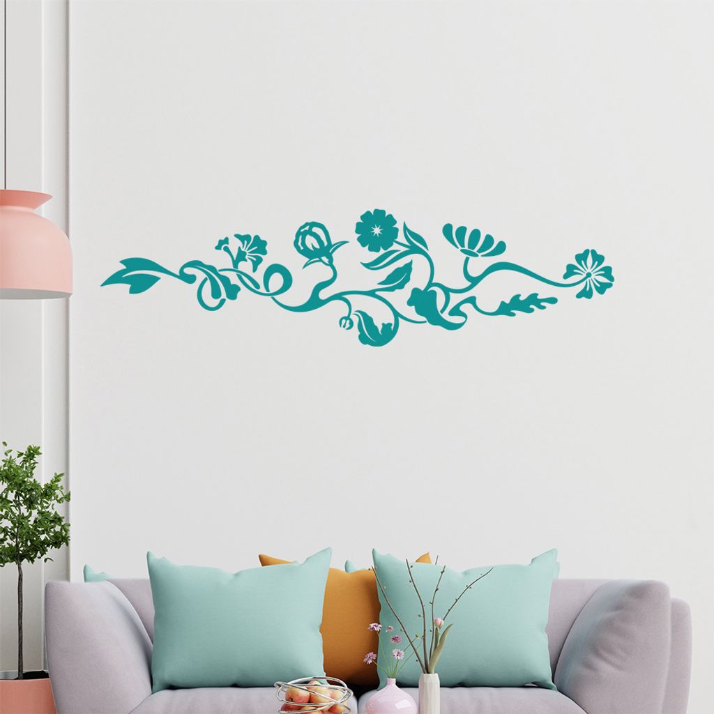 Blüten - Bläter - Ranke Wandtattoo in 6 Größen - Wandaufkleber Wall Sticker - Dekoration, Küche, Wohnzimmer, Schlafzimmer, Badezimmer