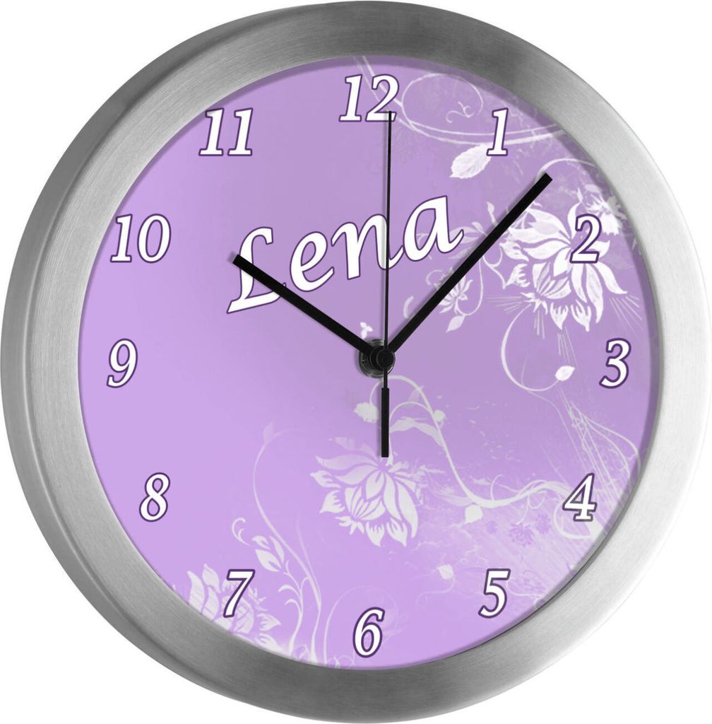 Kinderzimmer Funkwanduhr, Funkuhr Wanduhr Kinder, Blumen lila 25 cm