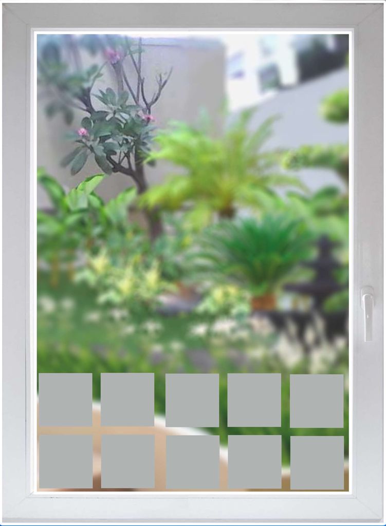 INDIGOS UG - Glasdekorfolie - Dekorationsfolie silber matt - Blickdichte Fensterfolie- Vierecke / Fließen - 20 Stück 20x20 cm - 7,8Žx7,8Ž