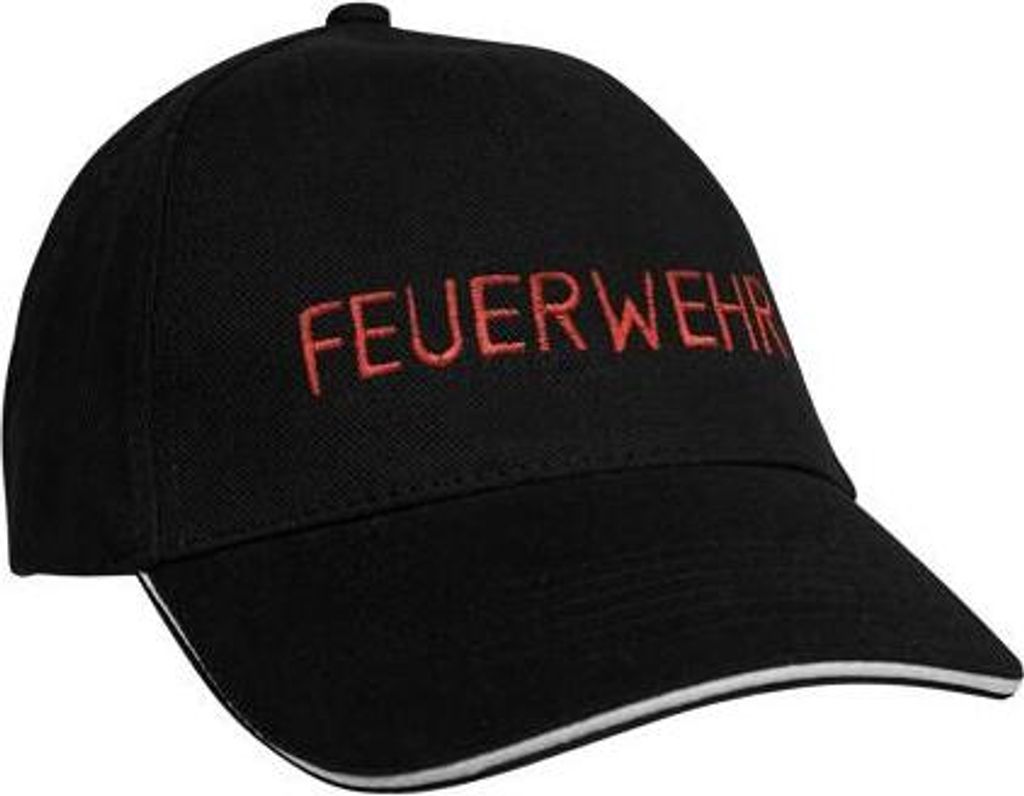 Baseballcap mit Einstickung Feuerwehr 68299 Color - schwarz