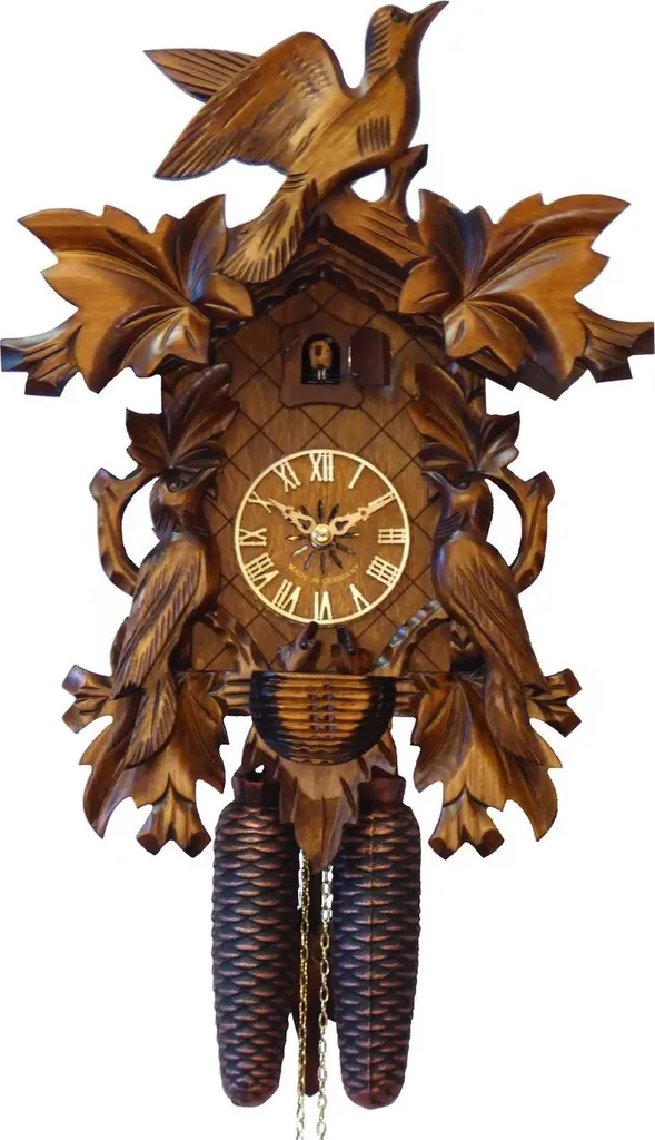 Horloge Coucou Engstler 634_Q en Bois de Noyer Quartz 40,5 cm Forêt Noire