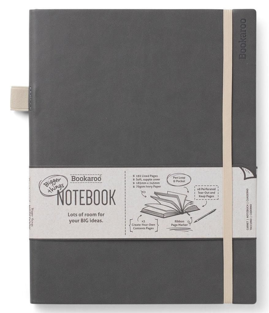 Bookaroo Großes Notizbuch Journal Grau