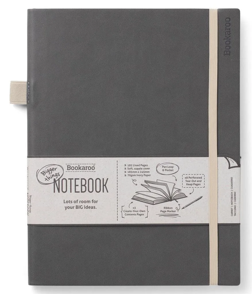 Taccuino Bookaroo Grande - Grigio Professionale | Per Organizzazione
