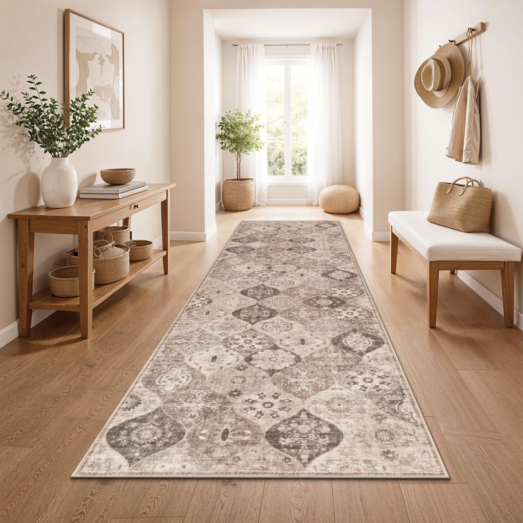Tappeto da salotto vintage boho moderno a pelo corto Immagine del prodotto 