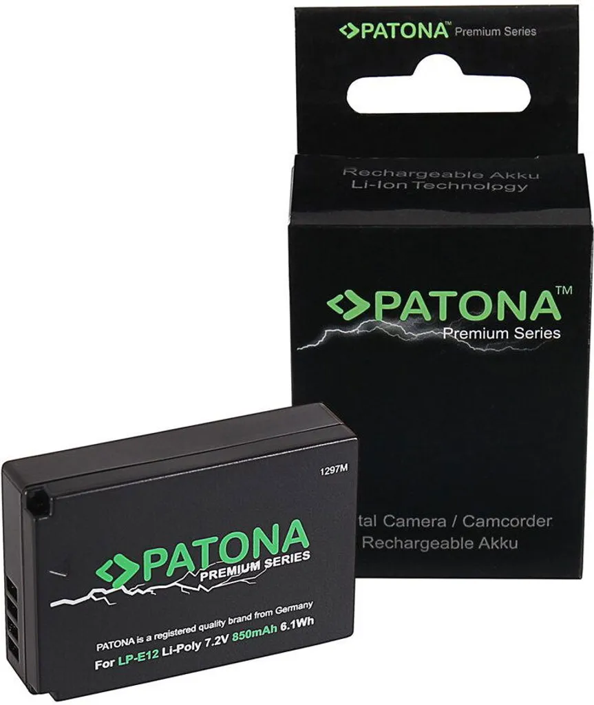 Batterie LP-E12 850mAh PATONA Premium : Cellules Longue Durée Li-Ion