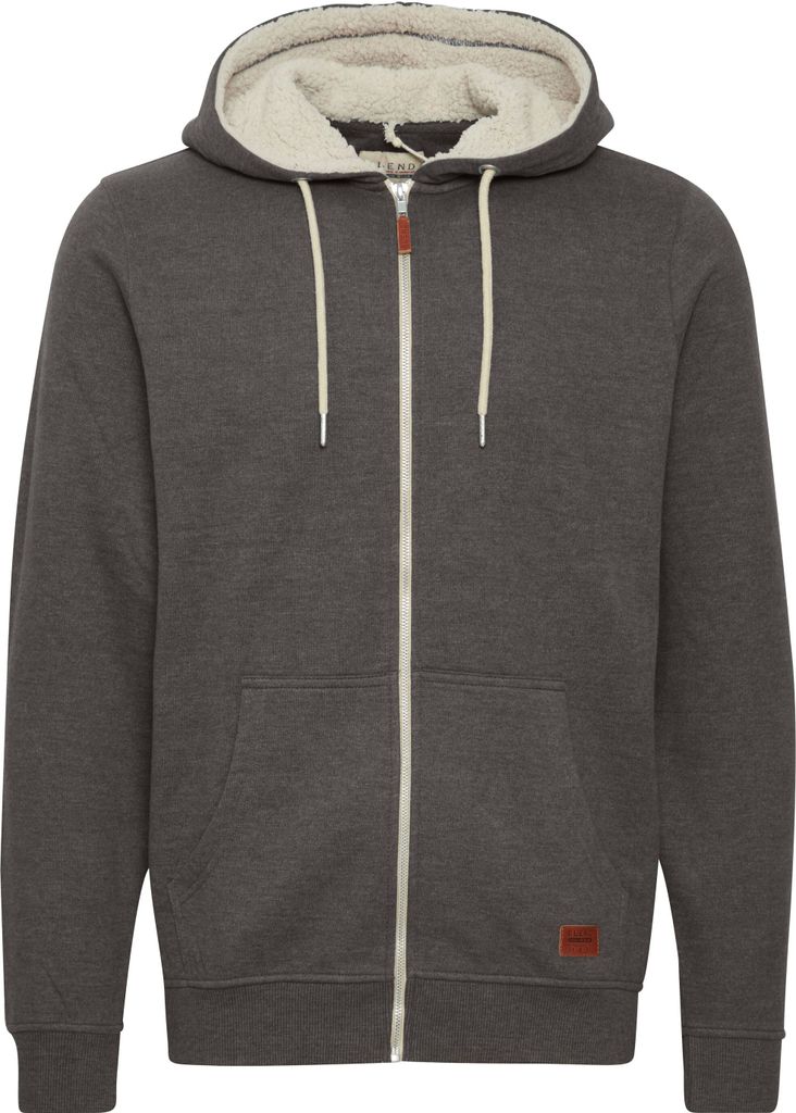 BLEND BHHulker Herren Sweatjacke Kapuzenjacke Zip-Hoodie Pullover mit Teddy-Futter Kängurutasche Rippbündchen Baumwollmischung Regular fit
