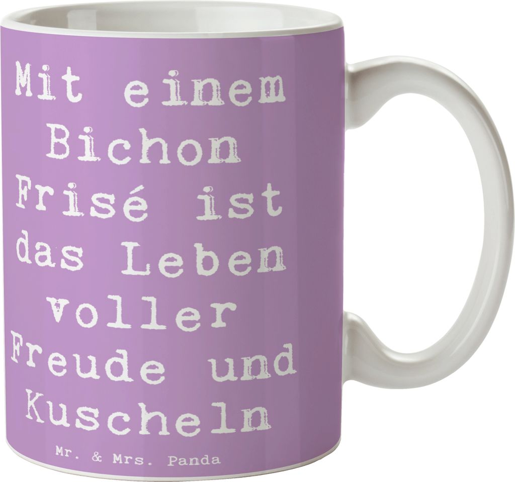 Mr. & Mrs. Panda Tasse Spruch Bichon Frisé Freude - Lavendeltraum - Geschenk, Hunderassen Vielfalt, weiße Hunde, haferl, Familienhunde, freundlic...