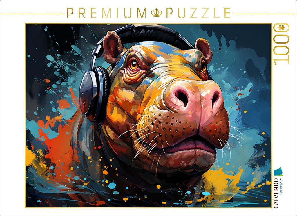 CALVENDO Puzzle HippoTrommel | 1000 Teile Lege-Größe 64x48cm Foto-Puzzle für glückliche Stunden