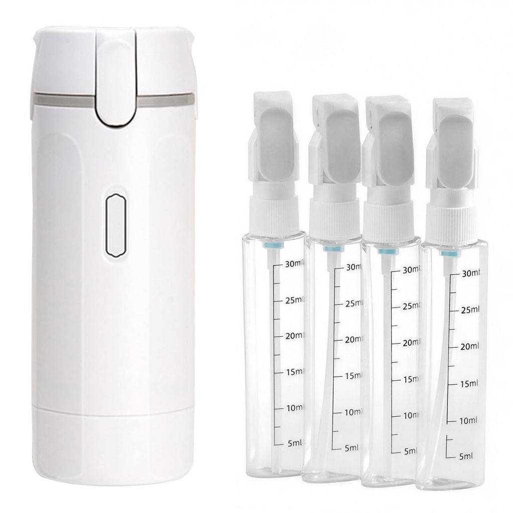 4-in-1 nachfüllbare Reisebehälter, auslaufsicheres Reiseset mit Skala & Etiketten, tragbare Druckflaschen für Shampoo, Lotion, Spülung & Creme ...