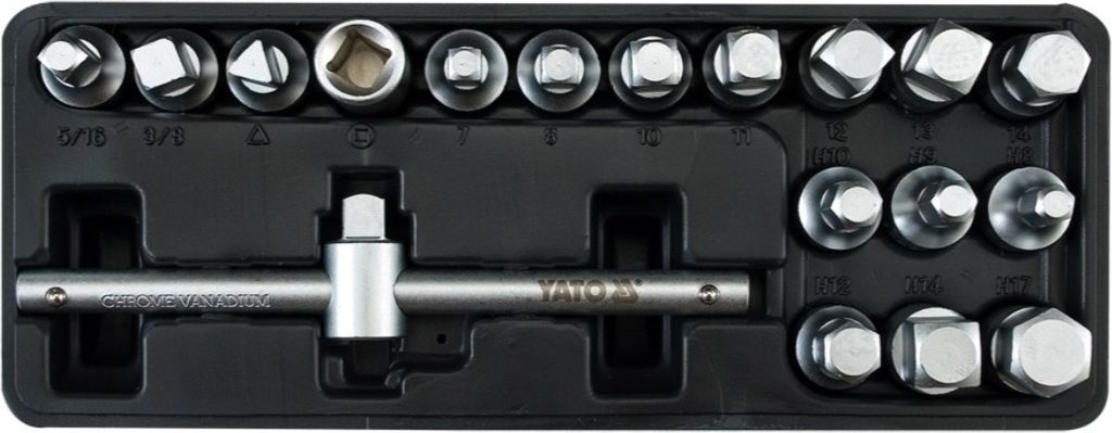 Yato YT-0599, Zakladací kľúč, 18 kusov, Chróm, 1 kusov, Obrázok produktu 